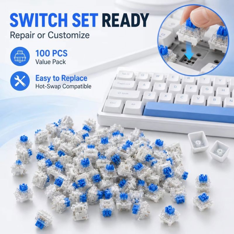 DT21 100 piezas de interruptor - Keyboard Gaming Blue Switch reseña y precio